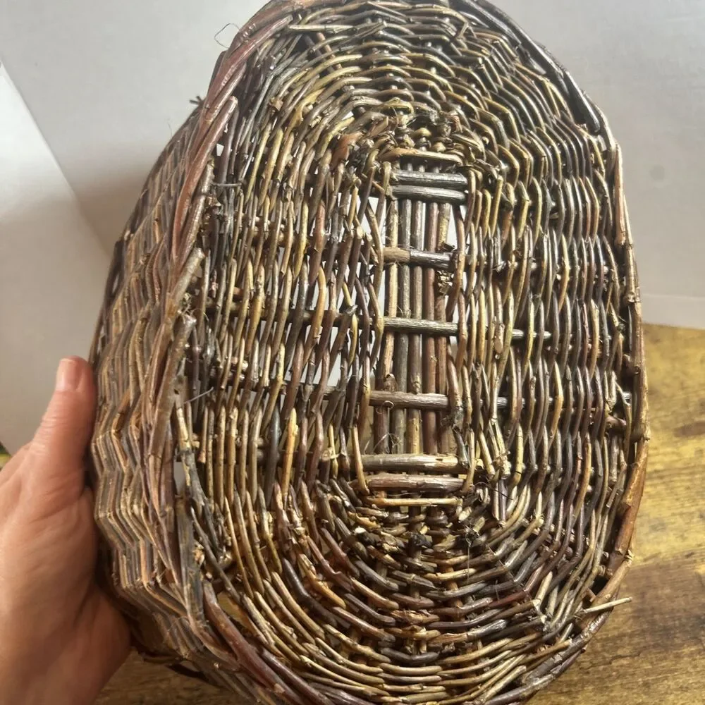 Rustic Woven Basket With Handles Farmhouse Rustic Storage Decor 10x7x4.75in Bin